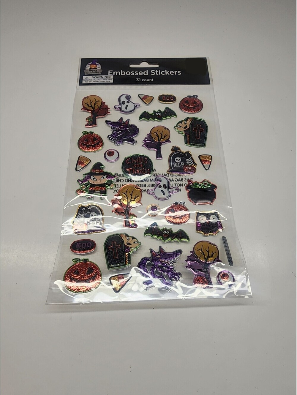EMBOSSED FOIL HALLOWEEN IMAGES STICKERS 1 Sheet Scrapbooking